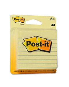 Post-it Notes, Lined, 3in x 3in, Canary Yellow, Pack Of 2 Pads