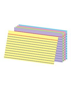 Office Depot Brand Ruled Rainbow Index Cards, 3in x 5in, Assorted Colors, Pack Of 100