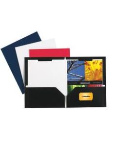 Office Depot Brand Secure Top 2-Pocket Folders, Black, Pack Of 10