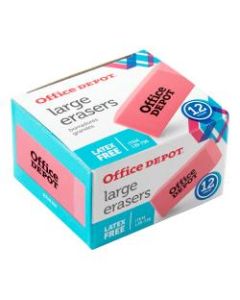 Office Depot Brand Pink Bevel Erasers, Large, Pack Of 12