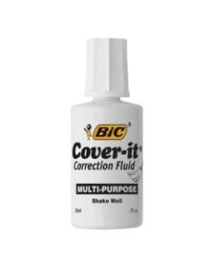 BIC Cover-it Correction Fluid - 0.68 fl oz - White - Fast-drying - 1 Each