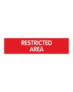 Cosco Engraved "Restricted Area" Sign, 2in x 8in, Red/White