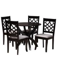 Baxton Studio Sandra Dining Set, 29-15/16inH x 35-7/16inW x 35-7/16inD, Gray/Dark Brown