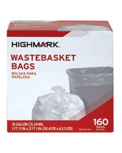 Highmark Wastebasket Trash Bags, 10 Gallon, Clear, Box Of 160 Bags