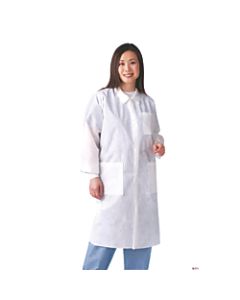 Medline Multilayer Lab Coats With Knit Cuffs, Small, 10 Lab Coats Per Box, Case Of 3 Boxes