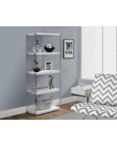 Monarch Specialties Open-Concept 5-Shelf Bookcase, Glossy White