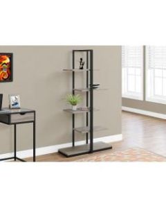Monarch Specialties 5-Shelf Zigzag Metal Bookcase, Dark Taupe/Black