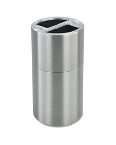Safco Round Aluminum Dual Recycling Receptacle, 30 Gallons, 17 1/2in x 32 1/2in, Stainless Steel