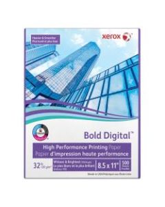 Xerox Bold Digital Printing Paper, Letter Size (8 1/2in x 11in), 100 (U.S.) Brightness, 32 Lb Text (120 gsm), FSC Certified, Ream Of 500 Sheets