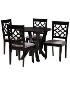 Baxton Studio Alisa Dining Set, 29-15/16inH x 35-7/16inW x 35-7/16inD, Gray/Dark Brown