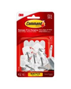 Command Small Wire Hooks, Damage-Free, White, Pack of 9 Hooks, 6 Pairs of Strips