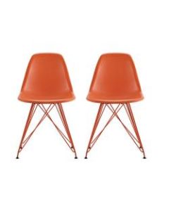 DHP Mid-Century Modern Molded Chairs, Orange/Orange, Set Of 2