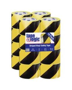 Partners Brand Solid Vinyl Safety Tape, 3in x 36 Yd., Black/Yellow Stripes, Case Of 16