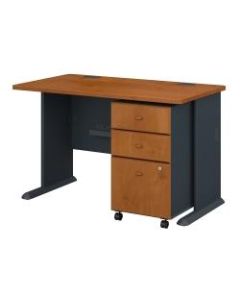 Bush Business Furniture Office Advantage 48inW Desk With Mobile File Cabinet, Natural Cherry/Slate, Standard Delivery