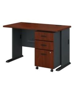 Bush Business Furniture Office Advantage 48inW Desk With Mobile File Cabinet, Hansen Cherry/Galaxy, Standard Delivery