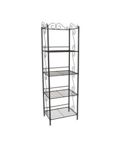 Monarch Specialties 4-Shelf Metal Etagere Bookcase With Scroll Motif, Copper