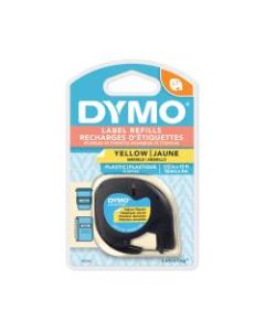 DYMO LetraTag Plastic Label, 1/2in x 13ft, Black On Yellow