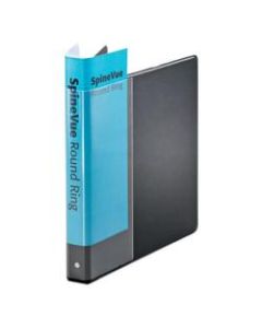 Cardinal SpineVue Locking 3-Ring Binder, 1in Round Rings, Black