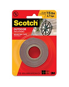 Scotch 411P Outdoor Mounting Double-Sided Tape, 1in Core, 1in x 60in
