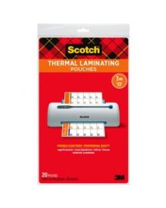 Scotch Thermal Laminating Pouches, 8-1/2in x 14in, Clear, Pack Of 20 Sheets, TP3855-20