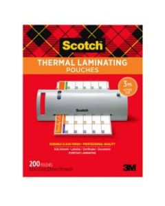Scotch Thermal Laminating Pouches, 8-1/2in x 11in, Clear, Pack Of 200 Sheets, TP3854-200