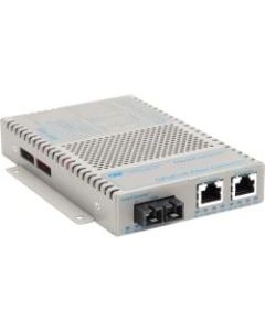 OmniConverter 10/100/1000 PoE+ Gigabit Ethernet Fiber Media Converter Switch RJ45 SC Multimode 550m Wide Temp - 2 x 10/100/1000BASE-T; 1 x 1000BASE-SX; US AC Powered; Lifetime Warranty