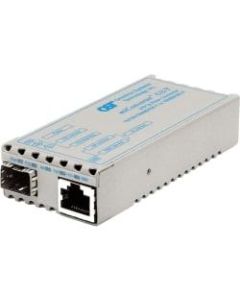 miConverter 10/100/1000 Gigabit Ethernet Fiber Media Converter RJ45 SFP Wide Temp - 1 x 10/100/1000BASE-T; 1 x 1000BASE-X (SFP); US AC Powered; Lifetime Warranty