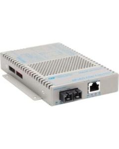 OmniConverter 10/100/1000 PoE Gigabit Ethernet Fiber Media Converter Switch RJ45 SC Multimode 550m - 1 x 10/100/1000BASE-T; 1 x 1000BASE-SX; US AC Powered; Lifetime Warranty