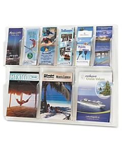 Clear Literature Rack, Combination, 3 Magazine Pockets, 6 Pamphlet Pockets