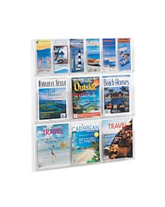 Clear Literature Rack, Combination, 6 Magazine Pockets, 6 Pamphlet Pockets
