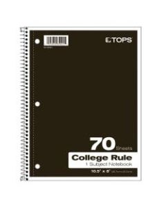 TOPS Notebook, 8in x 10 1/2in, 1-Subject, College Ruled, 140 Pages (70 Sheets), Assorted Colors