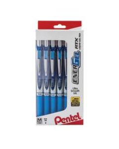 Pentel EnerGel RTX Retractable Liquid Gel Pens, Medium Point, 0.7 mm, 54% Recycled, Blue Barrel, Blue Ink, Pack Of 12 Pens