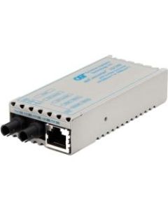 miConverter 10/100 Plus Ethernet Fiber Media Converter RJ45 ST Multimode 5km - 1 x 10/100BASE-TX, 1 x 100BASE-FX, Euro. AC Powered, Lifetime Warranty
