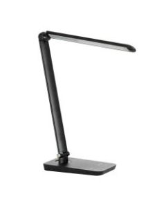 Safco Vamp LED Flexible Light - 16.8in Height - 5in Width - 9 W LED Bulb - Dimmable, Flexible Neck, USB Charging, Adjustable Brightness - 550 Lumens - ABS Plastic, Aluminum - Desk Mountable - Black - for Desk, Table