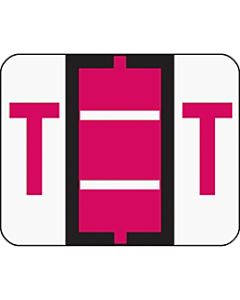 Smead BCCR Bar-Style Permanent Alphabetical Labels, T, Red, Roll Of 500