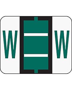 Smead BCCR Bar-Style Permanent Alphabetical Labels, W, Dark Green, Roll Of 500