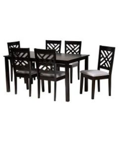 Baxton Studio Caron Dining Set, 29-3/16inH x 59-1/16inW x 35-7/16inD, Gray/Espresso Brown