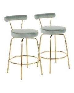 LumiSource Rhonda Counter Stools, Gold/Green, Set Of 2 Stools
