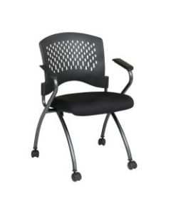 Office Star Folding Chair With Casters, Deluxe, Coal/Titanium, Set Of 2