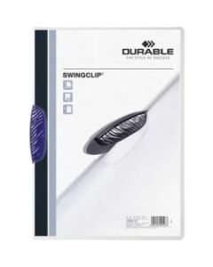 DURABLE SWINGCLIP Report Cover - Letter Size 8 1/2in x 11in - 30 Sheet Capacity - Punchless - Vinyl - Dark Blue Clip