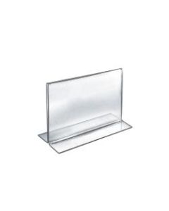 Azar Displays Double-Foot Acrylic Sign Holders, 8in x 10in, Clear, Pack Of 10