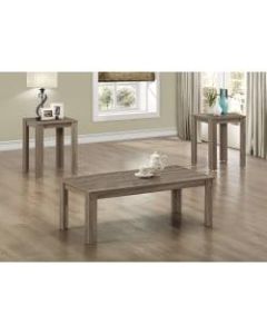 Monarch Specialties 3-Piece Coffee Table Set, Rectangle, Dark Taupe