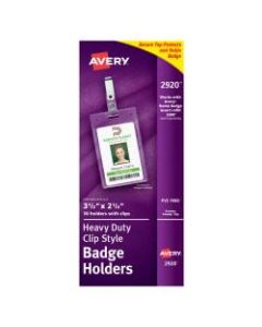 Avery Badge Holders, Portrait With Clip, For 2 1/4in x 3 1/2in Badge, Box Of 50