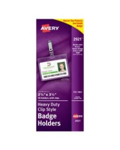 Avery Badge Holders, Landscape With Clip, For 2 1/4in x 3 1/2in Badge, Box Of 50
