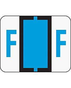 Smead BCCR Bar-Style Permanent Alphabetical Labels, F, Blue, Roll Of 500