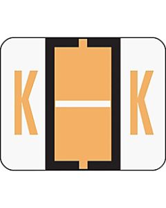 Smead BCCR Bar-Style Permanent Alphabetical Labels, K, Light Orange, Roll Of 500