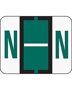 Smead BCCR Bar-Style Permanent Alphabetical Labels, N, Dark Green, Roll Of 500