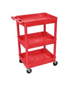 Luxor 3-Shelf Tub Cart, 36 1/2inH x 24inW x 18inD, Red