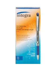 Integra Premium Gel Ink Stick Pens, 0.7 mm, Blue Ink, Pack Of 12 Pens