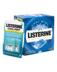 Listerine Cool Mint Pocketpacks Breath Strips, 24 Strips Per Pocketpack, Box Of 18 Pocketpacks